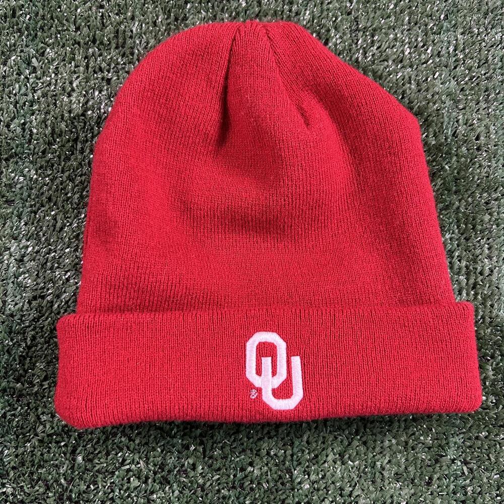 Red Beanie Hat with OU Embroidered Logo. New
